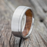 "SEDONA" - WHISKEY BARREL LINED WEDDING RING WITH A BRUSHED FINISH-1