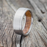 "SEDONA" - WHISKEY BARREL LINED WEDDING RING WITH A BRUSHED FINISH-2