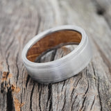 "SEDONA" - WHISKEY BARREL LINED WEDDING RING WITH A BRUSHED FINISH-5