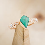 "BIANCA" - BRIDAL SUITE - KITE CUT TURQUOISE ENGAGEMENT RING WITH PEARLS & DIAMOND ACCENTS-6