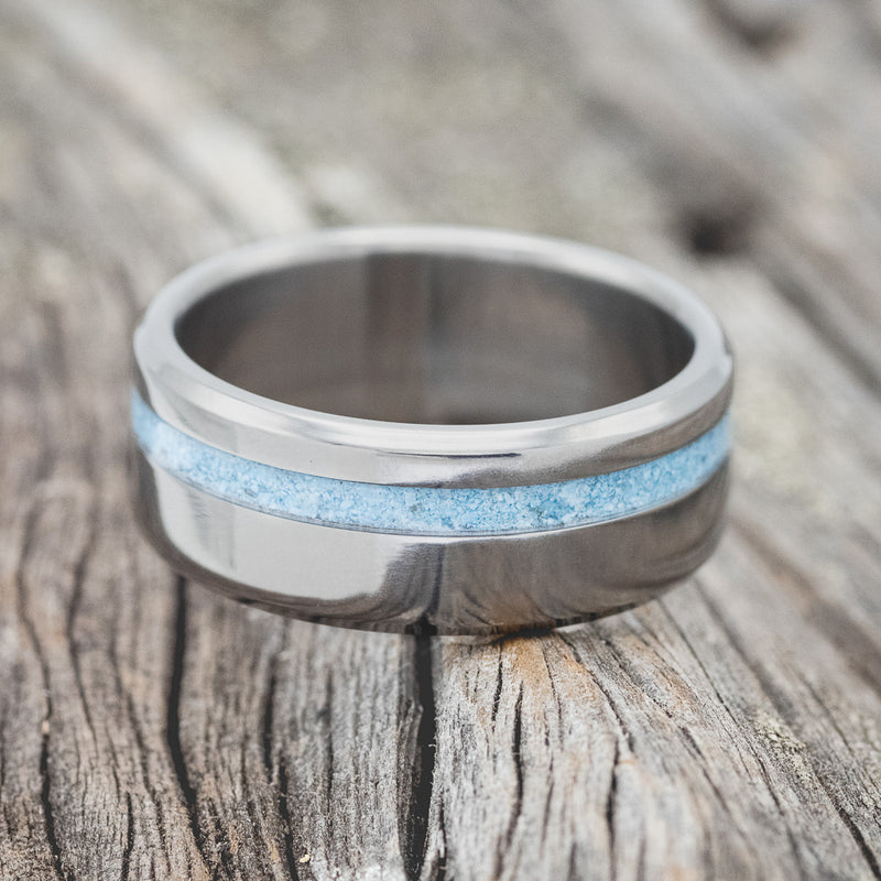 "VERTIGO" - TURQUOISE INLAY WEDDING BAND-7