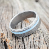 "VERTIGO" - TURQUOISE INLAY WEDDING BAND-14