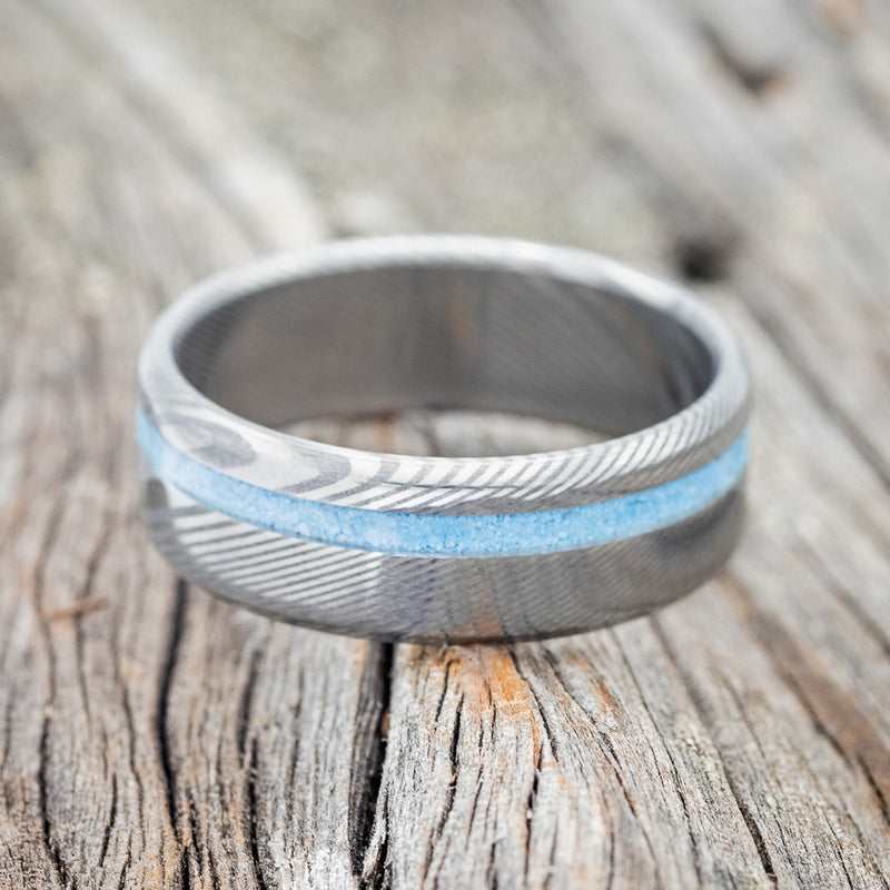 "VERTIGO" - TURQUOISE INLAY WEDDING BAND-15