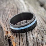 "VERTIGO" - TURQUOISE INLAY WEDDING BAND-10