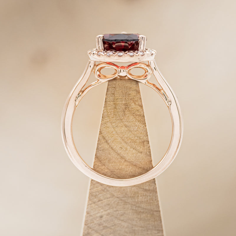 PEAR-SHAPED GARNET ENGAGEMENT RING WITH DIAMOND HALO-5