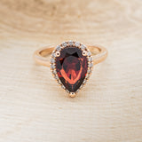 PEAR-SHAPED GARNET ENGAGEMENT RING WITH DIAMOND HALO-4