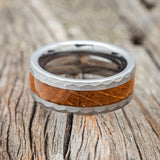 FACETED TUNGSTEN WEDDING BAND WITH WHISKEY BARREL INLAY - READY TO SHIP-3