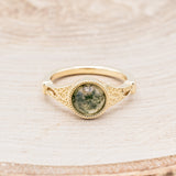 "SELENE" - ROUND CUT MOSS AGATE ENGAGEMENT RING-4