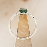 "ARTEMIS" - ELONGATED HEXAGON MOSS AGATE ENGAGEMENT RING WITH AN ANTLER STYLE BAND & DIAMOND ACCENTS-6