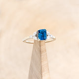 "BLOSSOM" - EMERALD CUT BLUE TOPAZ ENGAGEMENT RING WITH DIAMOND ACCENTS-7