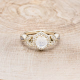 "LUCY IN THE SKY" PETITE - ROUND CUT MOONSTONE ENGAGEMENT RING WITH DIAMOND ACCENTS & DIAMOND DUST INLAYS-10