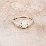 "RHEA" - OVAL WHITE OPAL ENGAGEMENT RING WITH DIAMOND ACCENTS-14