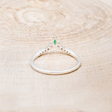 "SAGE" - KITE CUT MOSS AGATE ENGAGEMENT RING WITH DIAMOND ACCENTS & EMERALD TRACER-39