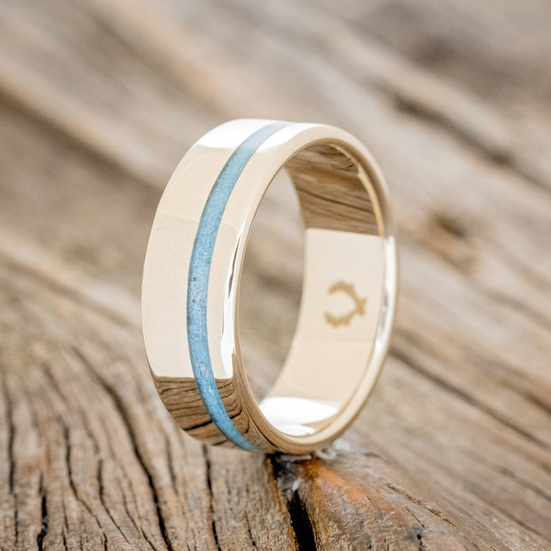 "VERTIGO" - TURQUOISE INLAY WEDDING BAND-19