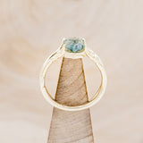 "ARTEMIS" - ELONGATED HEXAGON MOSS AGATE ENGAGEMENT RING WITH AN ANTLER STYLE BAND & DIAMOND ACCENTS-11