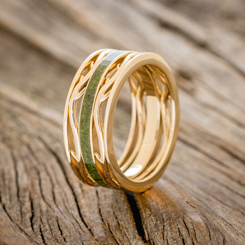 MEN'S "ARTEMIS" - MOSS WEDDING RING FEATURING A 14K GOLD BAND-4