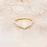 "RHEA" - OVAL WHITE OPAL ENGAGEMENT RING WITH DIAMOND ACCENTS-10