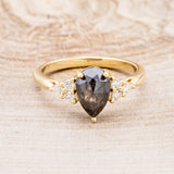 "RHEA" - PEAR-SHAPED SALT & PEPPER DIAMOND ENGAGEMENT RING WITH DIAMOND ACCENTS-16