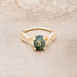 "ROSLYN" - OVAL MOSS AGATE ENGAGEMENT RING WITH DIAMOND ACCENTS-8