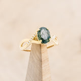 "ROSLYN" - OVAL MOSS AGATE ENGAGEMENT RING WITH DIAMOND ACCENTS-7