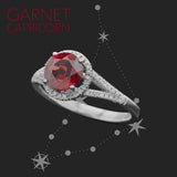 "AURA" - BIRTHSTONE RING WITH A GARNET CENTER STONE & DIAMOND ACCENTS